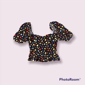 REFORMATION Polka Dot, Puff Sleeve Top